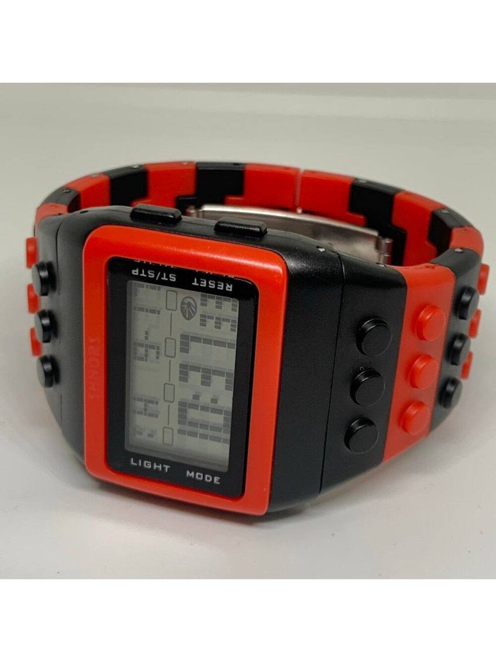 Shhors Lego Red Black tone Silicone Unisex Digital Watch 44mm running